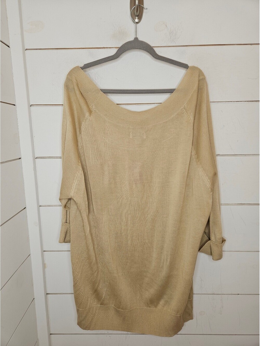 NWT Avenue size 22/24 tan wide boat neck relaxed fit sweater